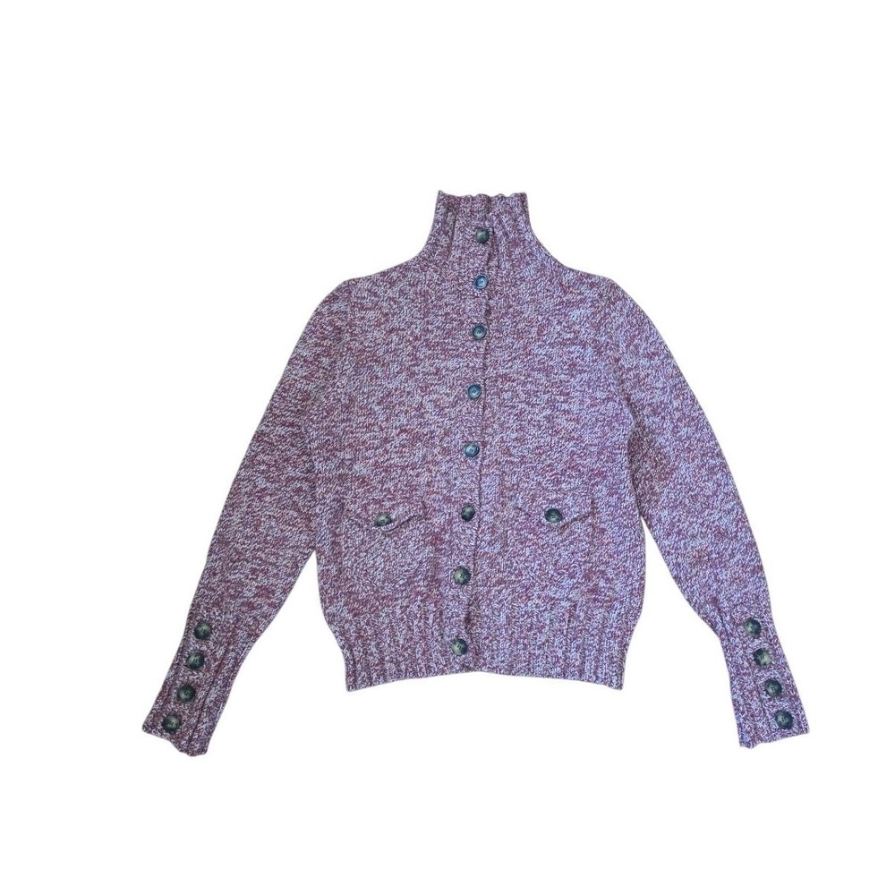 Burberry Merino Pink Textured Old Money Preppy Quiet Luxury Button Cardigan szM